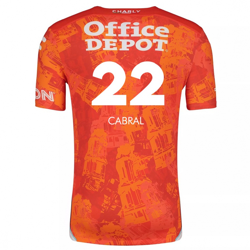 Niño Fútbol Camiseta Gustavo Cabral #22 Naranja Blanco 2ª Equipación 2024/25