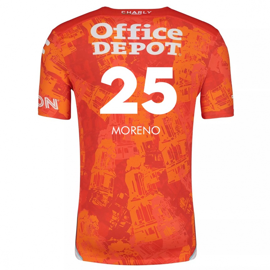 Niño Fútbol Camiseta Carlos Moreno #25 Naranja Blanco 2ª Equipación 2024/25