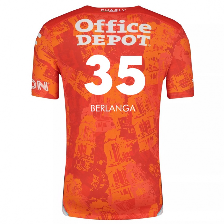 Niño Fútbol Camiseta Jorge Berlanga #35 Naranja Blanco 2ª Equipación 2024/25