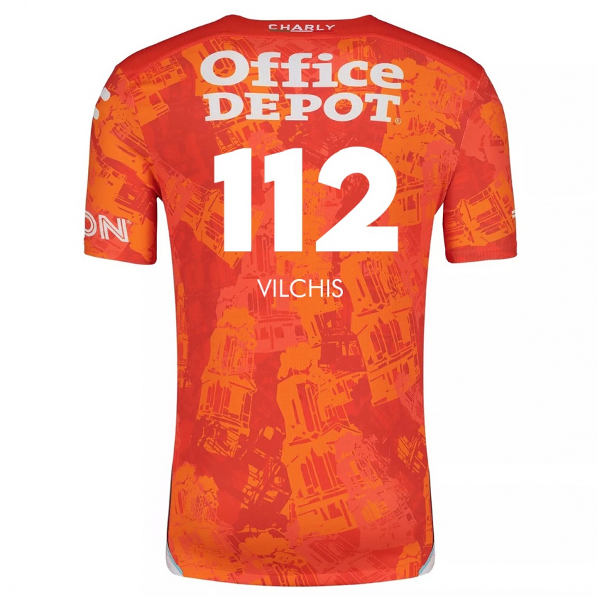 Niño Fútbol Camiseta Leonardo Vílchis #112 Naranja Blanco 2ª Equipación 2024/25