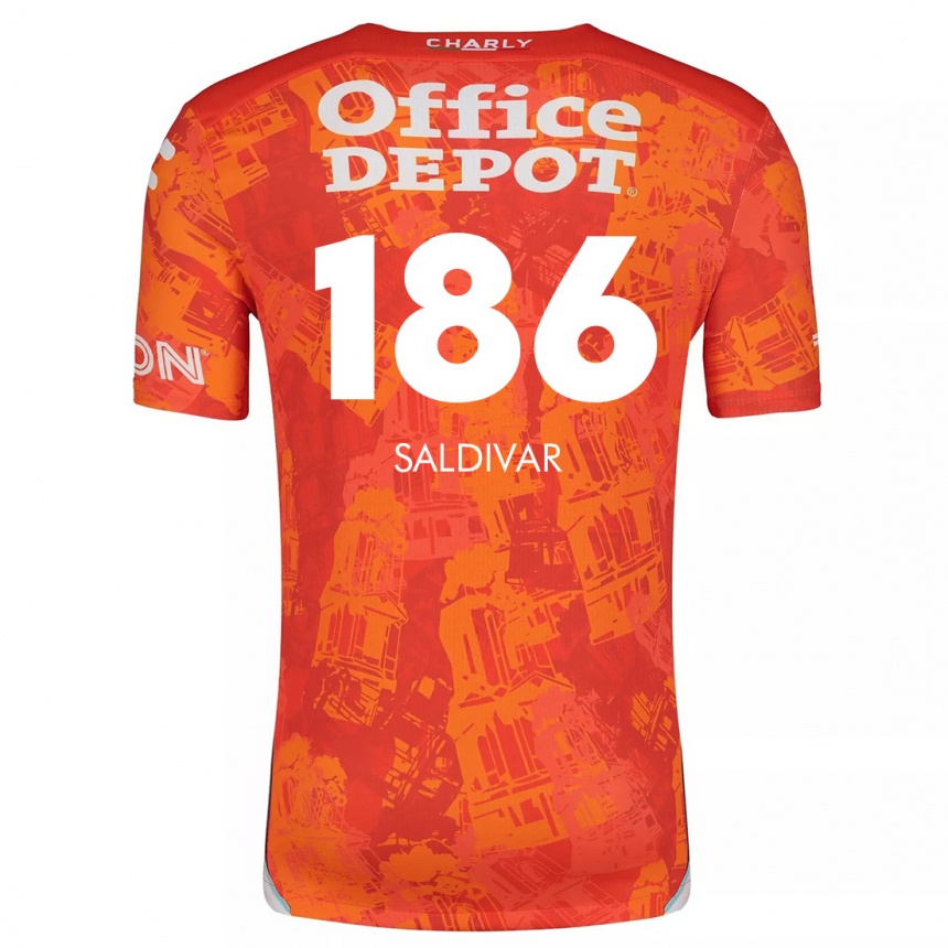 Niño Fútbol Camiseta José Saldívar #186 Naranja Blanco 2ª Equipación 2024/25