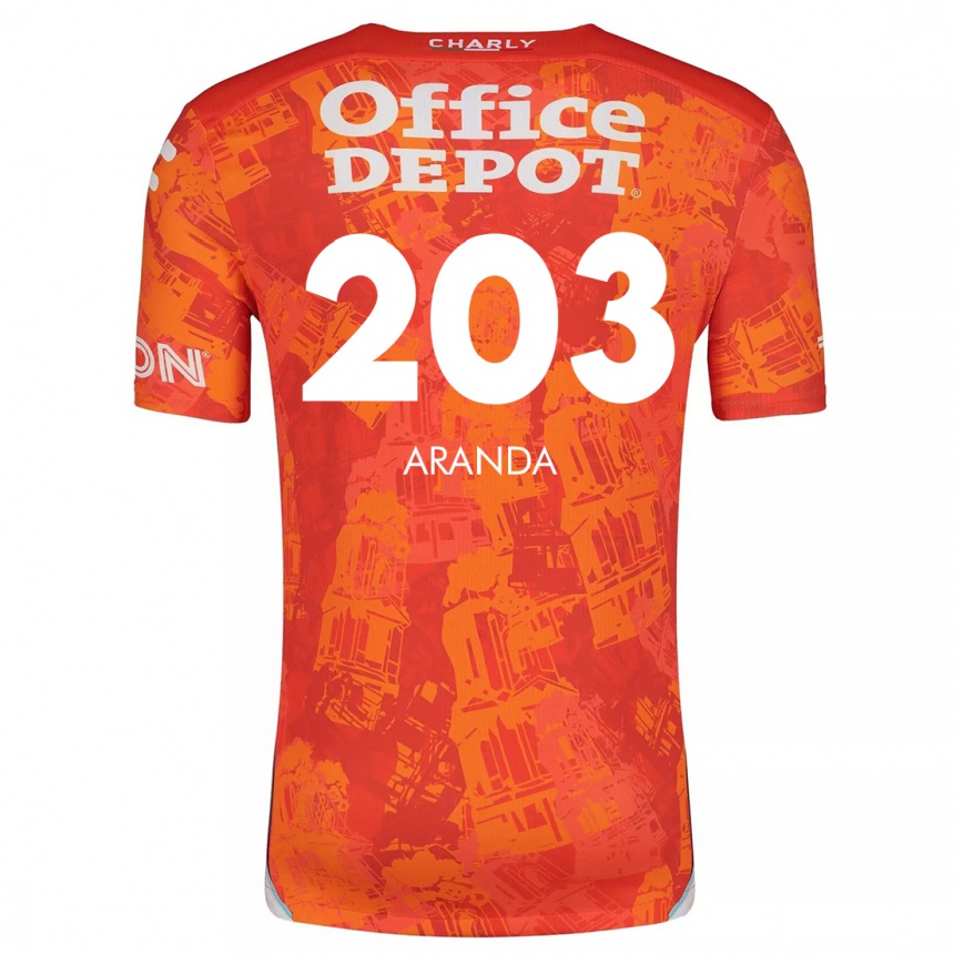 Niño Fútbol Camiseta Juan Aranda #203 Naranja Blanco 2ª Equipación 2024/25