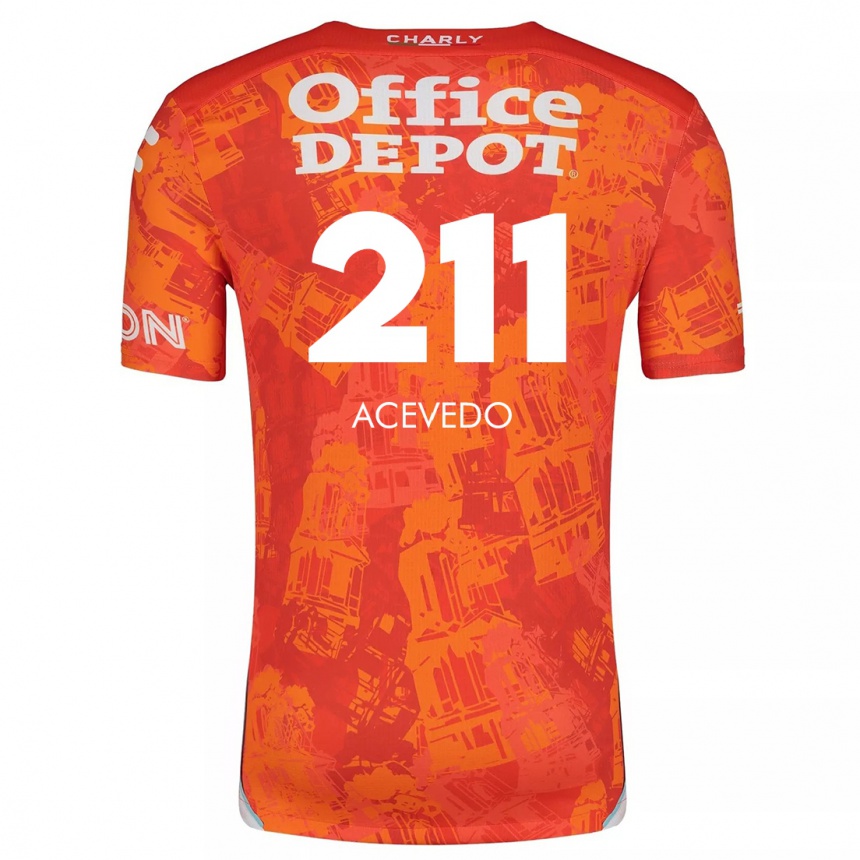 Niño Fútbol Camiseta Gerardo Acevedo #211 Naranja Blanco 2ª Equipación 2024/25