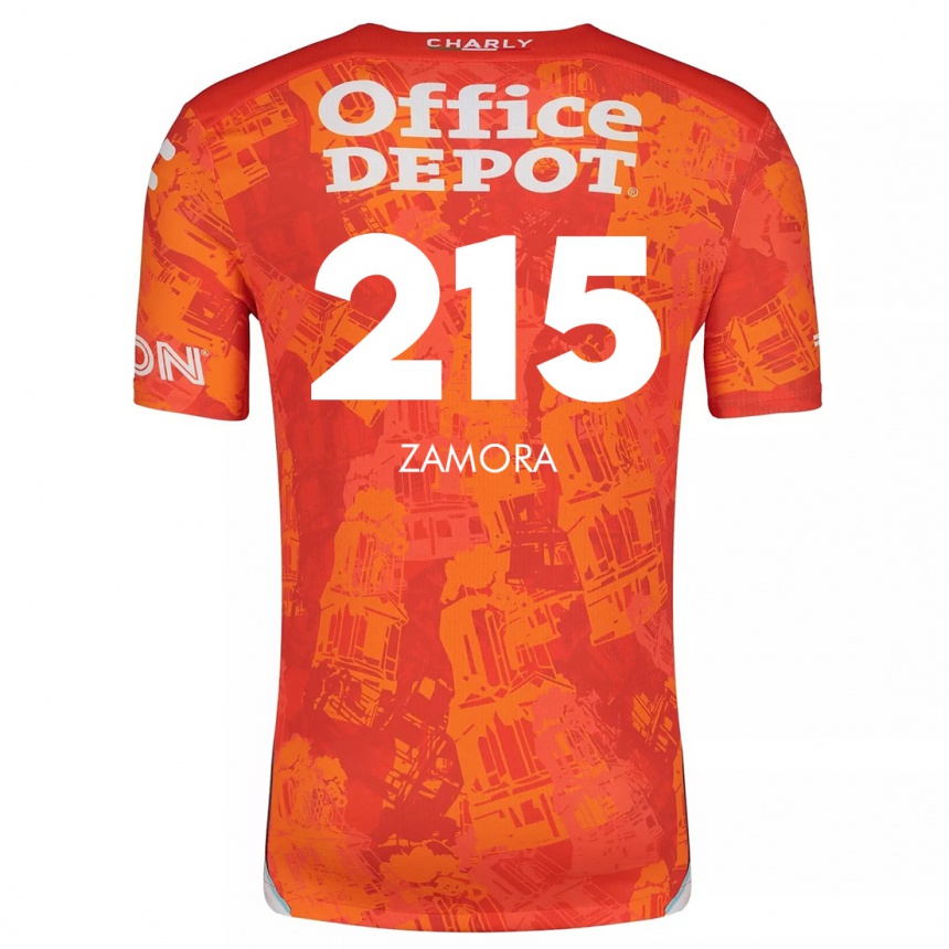 Niño Fútbol Camiseta Yahir Zamora #215 Naranja Blanco 2ª Equipación 2024/25