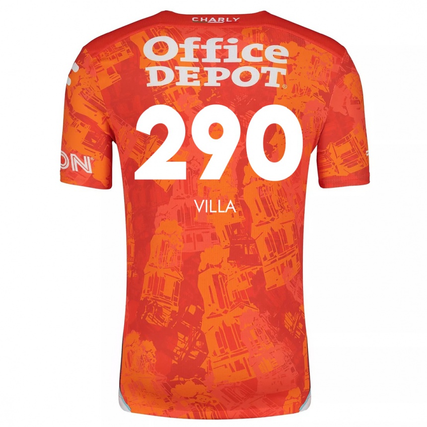 Niño Fútbol Camiseta Adrián Villa #290 Naranja Blanco 2ª Equipación 2024/25