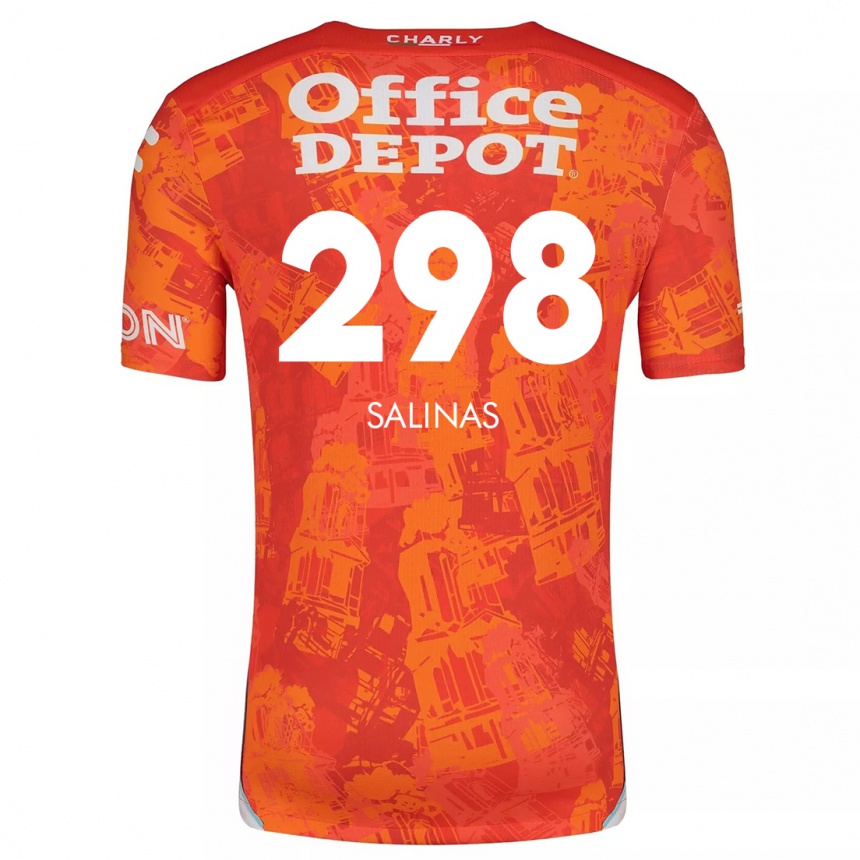 Niño Fútbol Camiseta Jesús Salinas #298 Naranja Blanco 2ª Equipación 2024/25