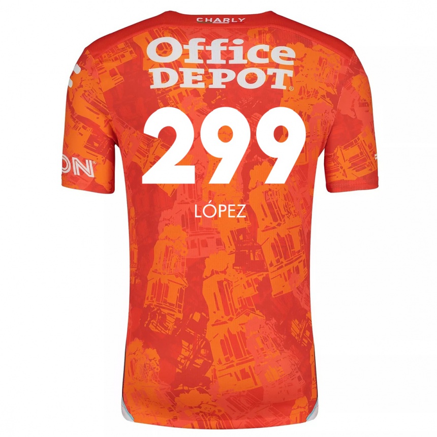 Niño Fútbol Camiseta Santiago López #299 Naranja Blanco 2ª Equipación 2024/25