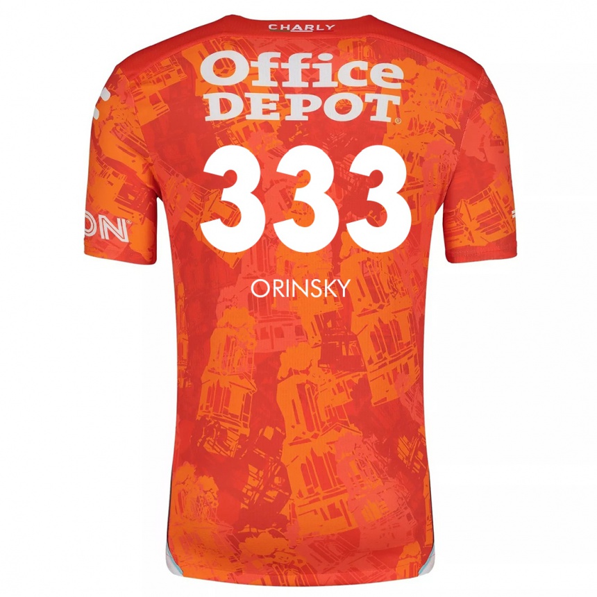 Niño Fútbol Camiseta Edson Orinsky #333 Naranja Blanco 2ª Equipación 2024/25