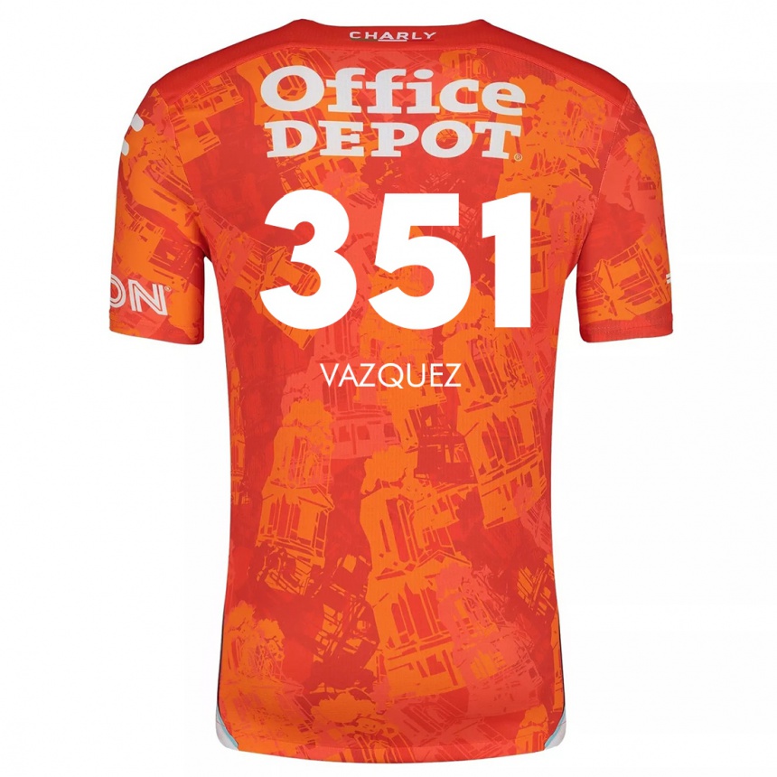 Niño Fútbol Camiseta Maximo Vázquez #351 Naranja Blanco 2ª Equipación 2024/25