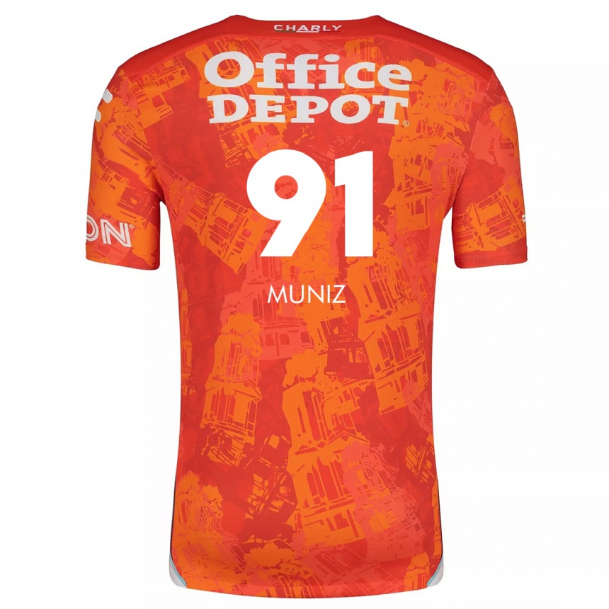 Niño Fútbol Camiseta Brandon Muñiz #91 Naranja Blanco 2ª Equipación 2024/25