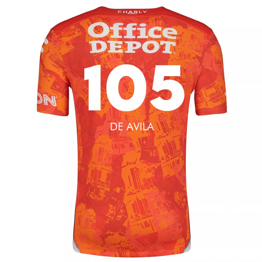 Niño Fútbol Camiseta José De Ávila #105 Naranja Blanco 2ª Equipación 2024/25