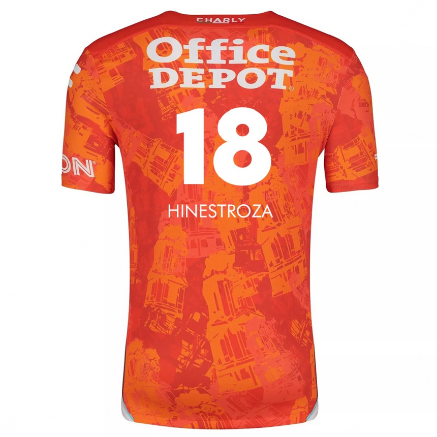 Niño Fútbol Camiseta Marino Hinestroza #18 Naranja Blanco 2ª Equipación 2024/25