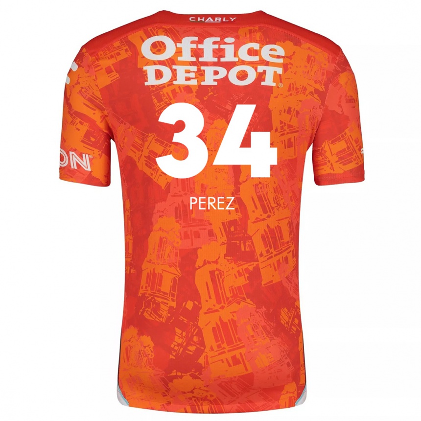 Niño Fútbol Camiseta Julio Pérez #34 Naranja Blanco 2ª Equipación 2024/25