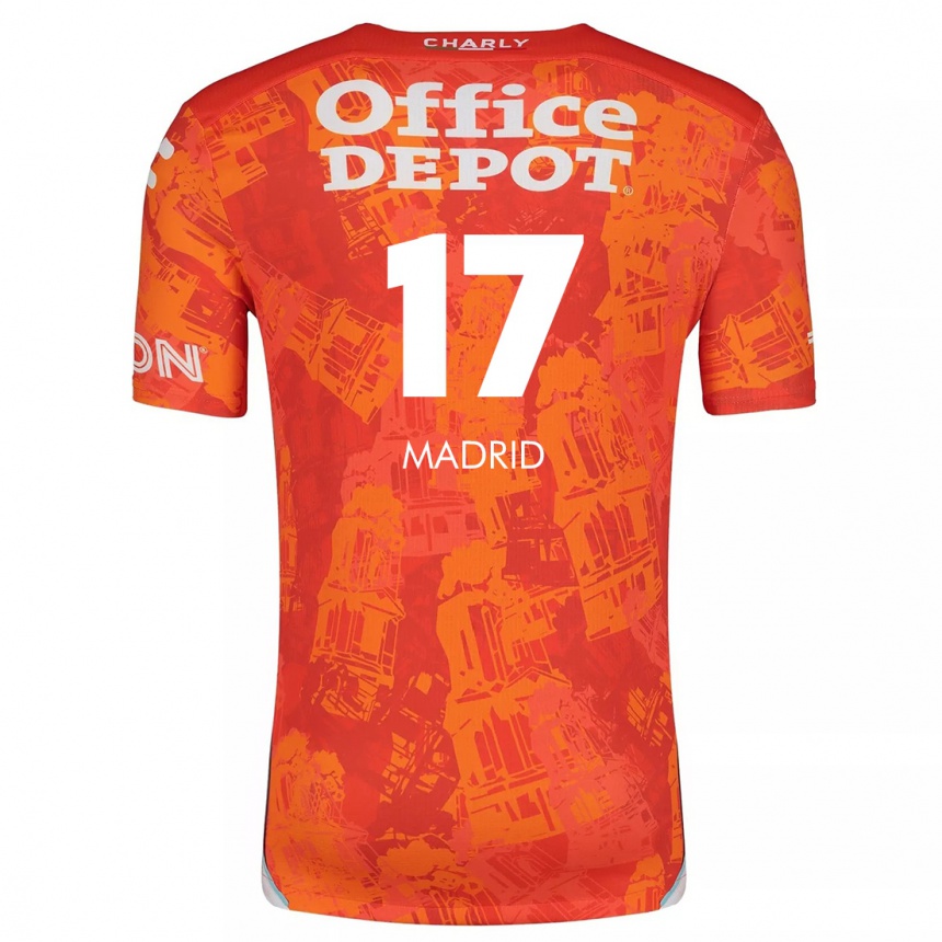 Niño Fútbol Camiseta Yanín Madrid #17 Naranja Blanco 2ª Equipación 2024/25