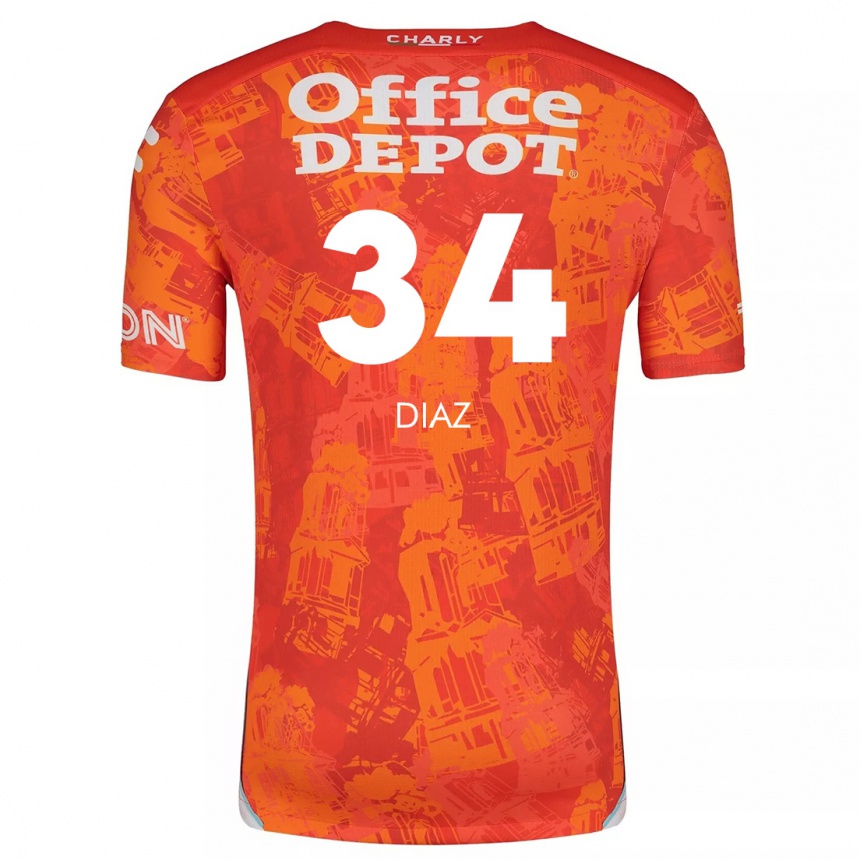 Niño Fútbol Camiseta Karen Díaz #34 Naranja Blanco 2ª Equipación 2024/25