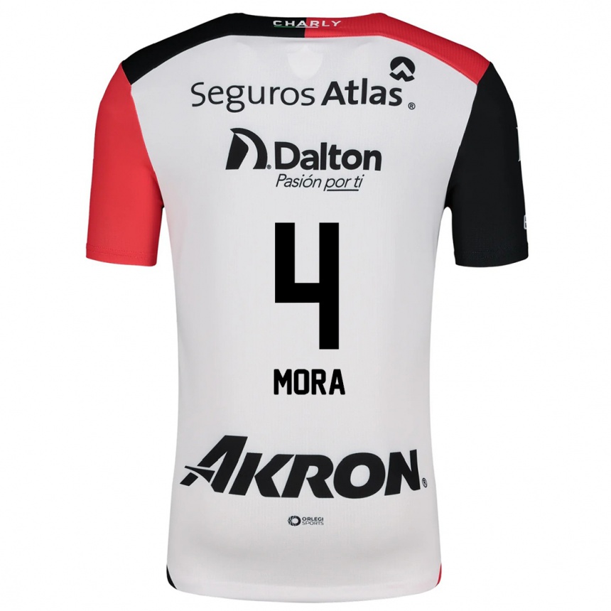 Niño Fútbol Camiseta Adrián Mora #4 Blanco Rojo Negro 2ª Equipación 2024/25