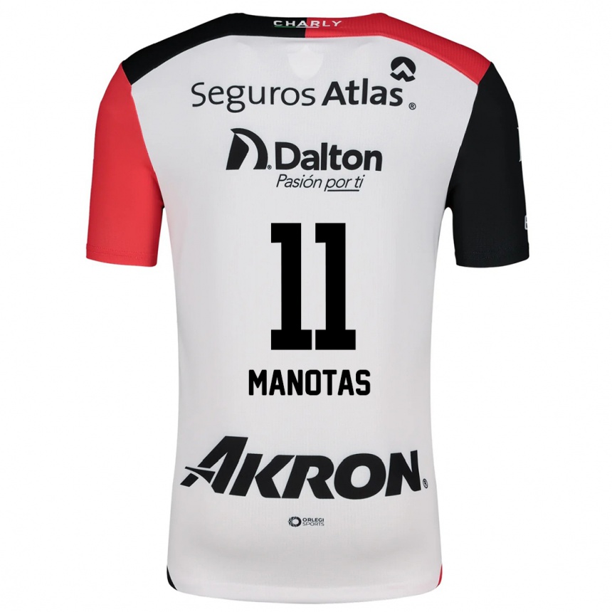 Niño Fútbol Camiseta Mauro Manotas #11 Blanco Rojo Negro 2ª Equipación 2024/25