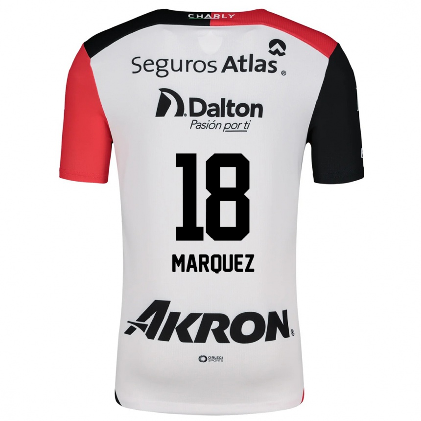 Niño Fútbol Camiseta Jeremy Márquez #18 Blanco Rojo Negro 2ª Equipación 2024/25