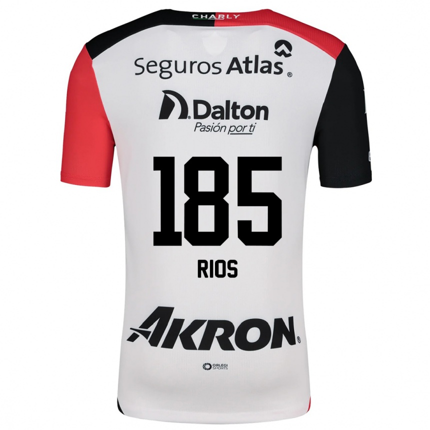 Niño Fútbol Camiseta Víctor Ríos #185 Blanco Rojo Negro 2ª Equipación 2024/25