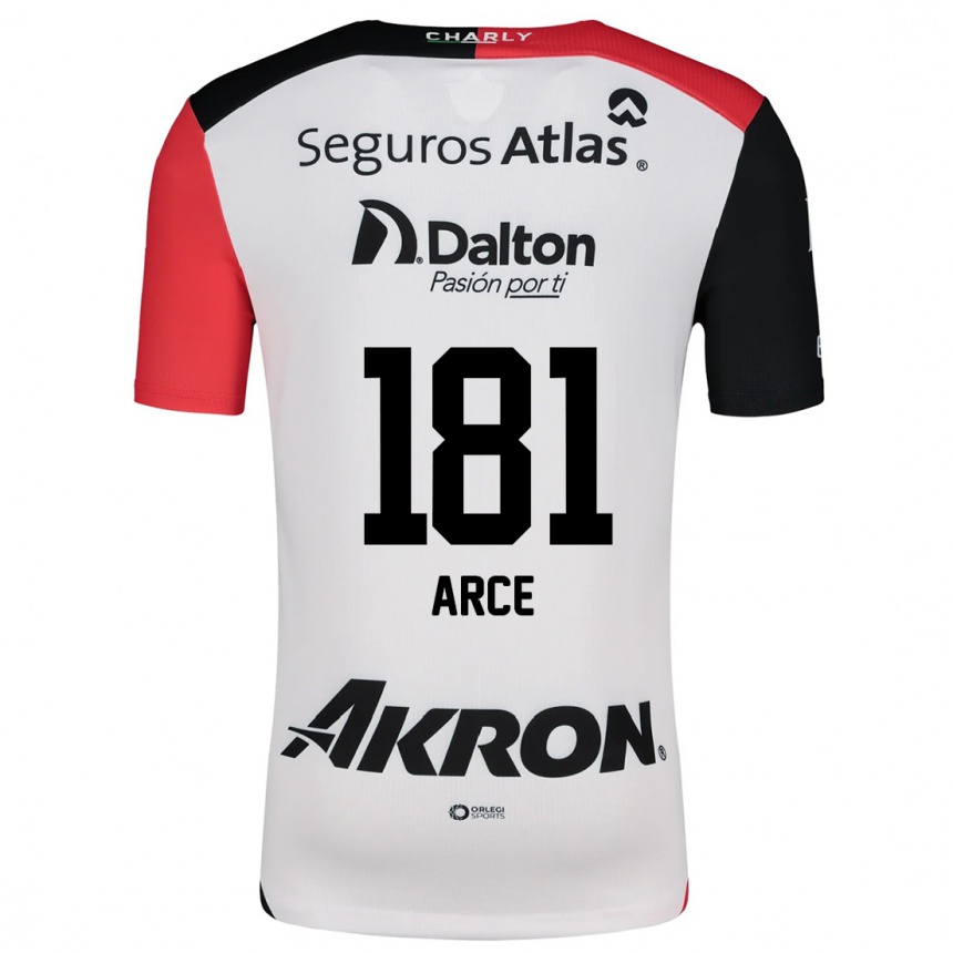 Niño Fútbol Camiseta Edson Arce #181 Blanco Rojo Negro 2ª Equipación 2024/25