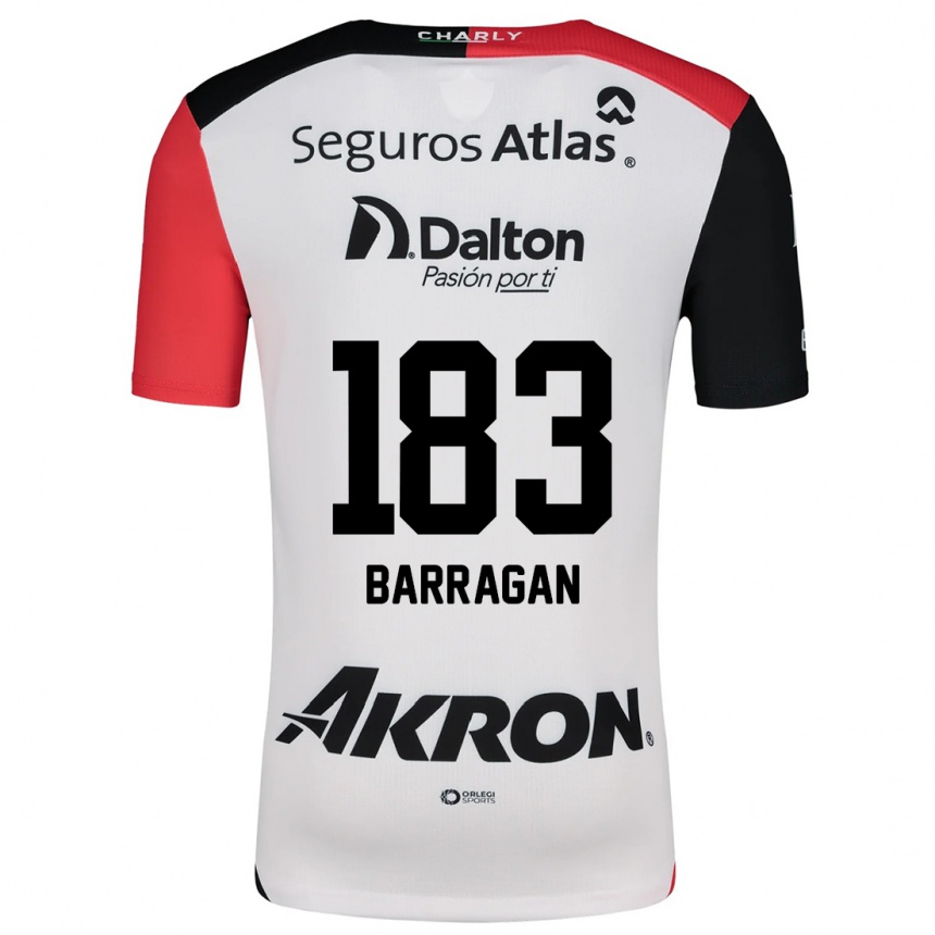 Niño Fútbol Camiseta Roberto Barragán #183 Blanco Rojo Negro 2ª Equipación 2024/25