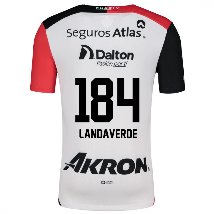 Niño Fútbol Camiseta Antero Landaverde #184 Blanco Rojo Negro 2ª Equipación 2024/25