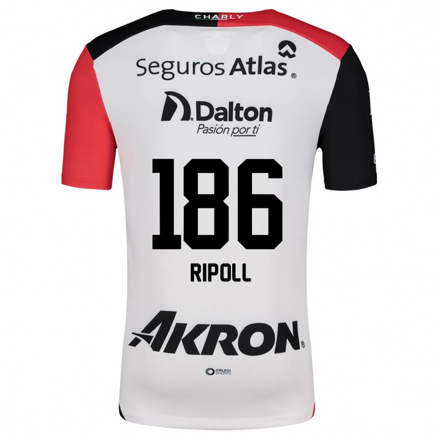 Niño Fútbol Camiseta Alonso Ripoll #186 Blanco Rojo Negro 2ª Equipación 2024/25