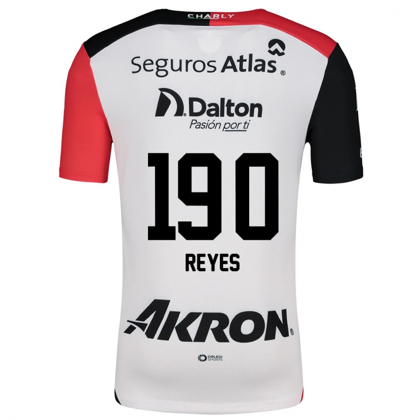 Niño Fútbol Camiseta Óscar Reyes #190 Blanco Rojo Negro 2ª Equipación 2024/25