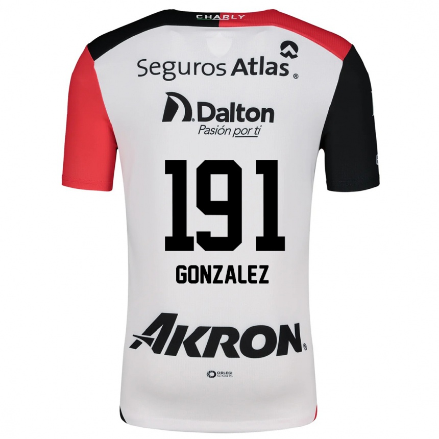 Niño Fútbol Camiseta Juan González #191 Blanco Rojo Negro 2ª Equipación 2024/25