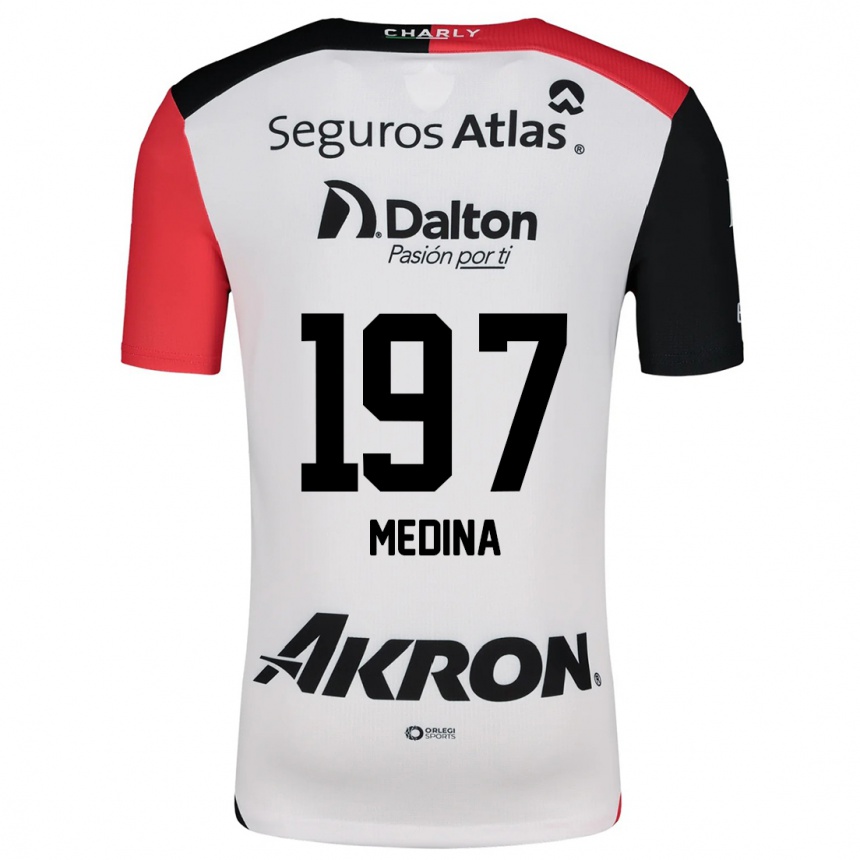 Niño Fútbol Camiseta Héctor Medina #197 Blanco Rojo Negro 2ª Equipación 2024/25