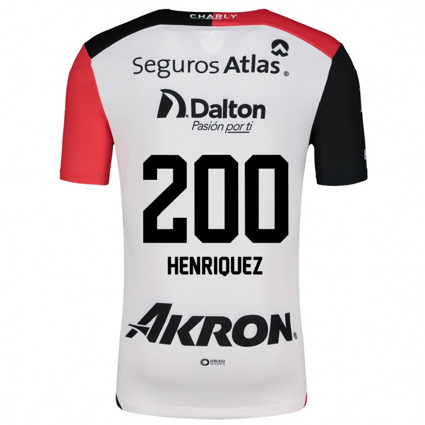 Niño Fútbol Camiseta Carlos Henríquez #200 Blanco Rojo Negro 2ª Equipación 2024/25