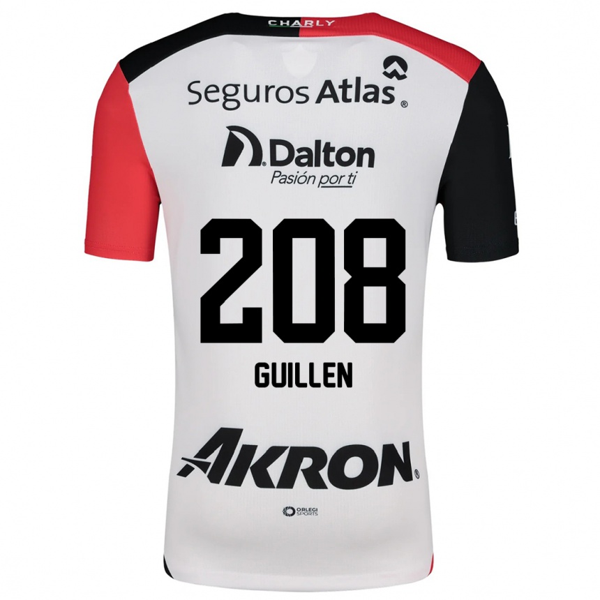 Niño Fútbol Camiseta Jesús Guillén #208 Blanco Rojo Negro 2ª Equipación 2024/25