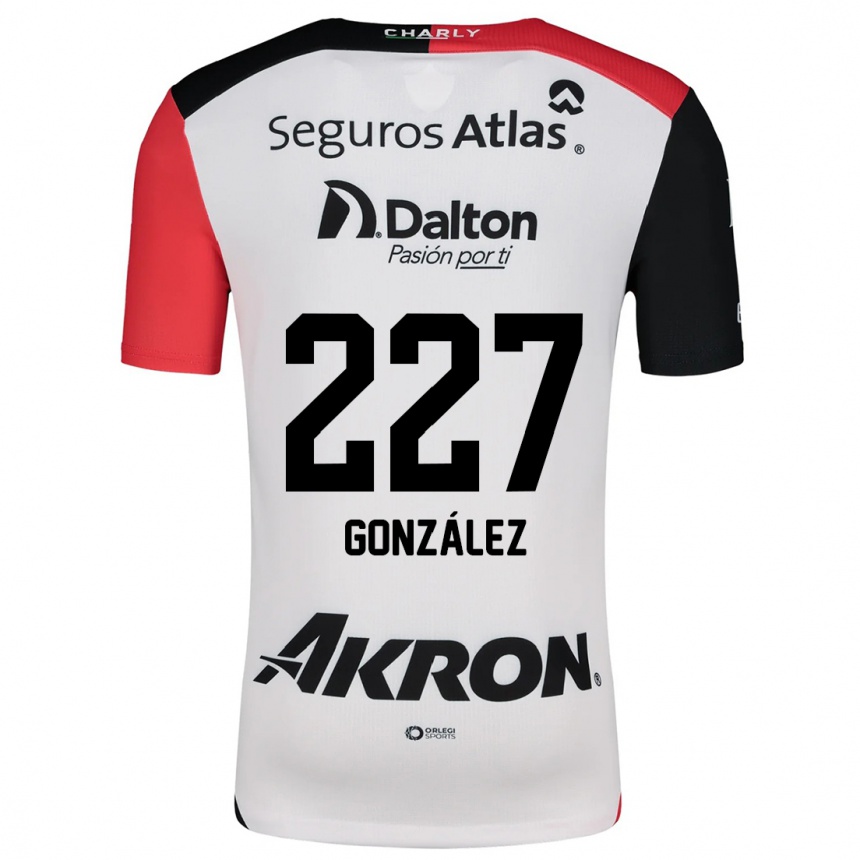 Niño Fútbol Camiseta Rodolfo González #227 Blanco Rojo Negro 2ª Equipación 2024/25