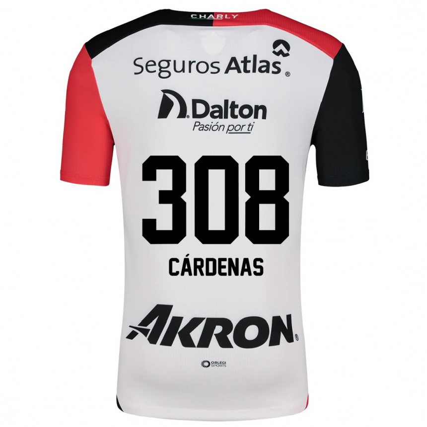 Niño Fútbol Camiseta Rodrigo Cárdenas #308 Blanco Rojo Negro 2ª Equipación 2024/25