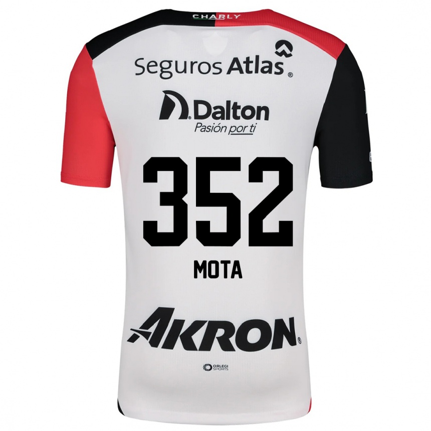 Niño Fútbol Camiseta Noé Mota #352 Blanco Rojo Negro 2ª Equipación 2024/25