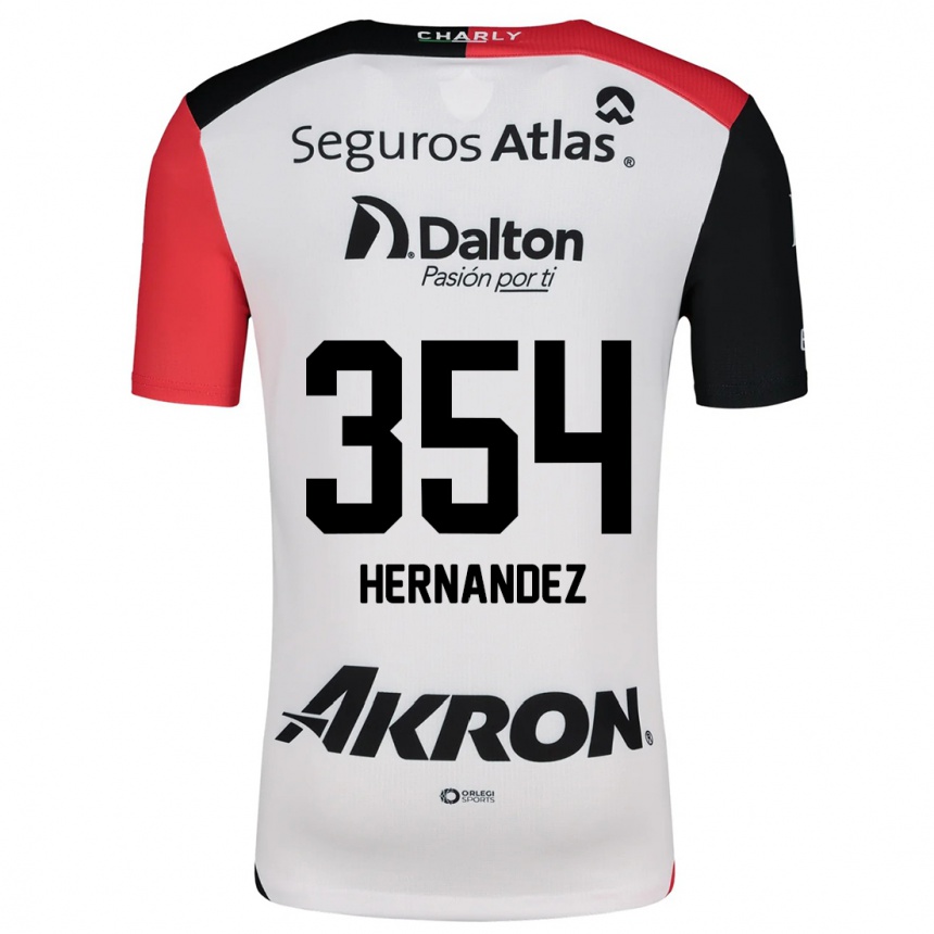 Niño Fútbol Camiseta Daniel Hernández #354 Blanco Rojo Negro 2ª Equipación 2024/25