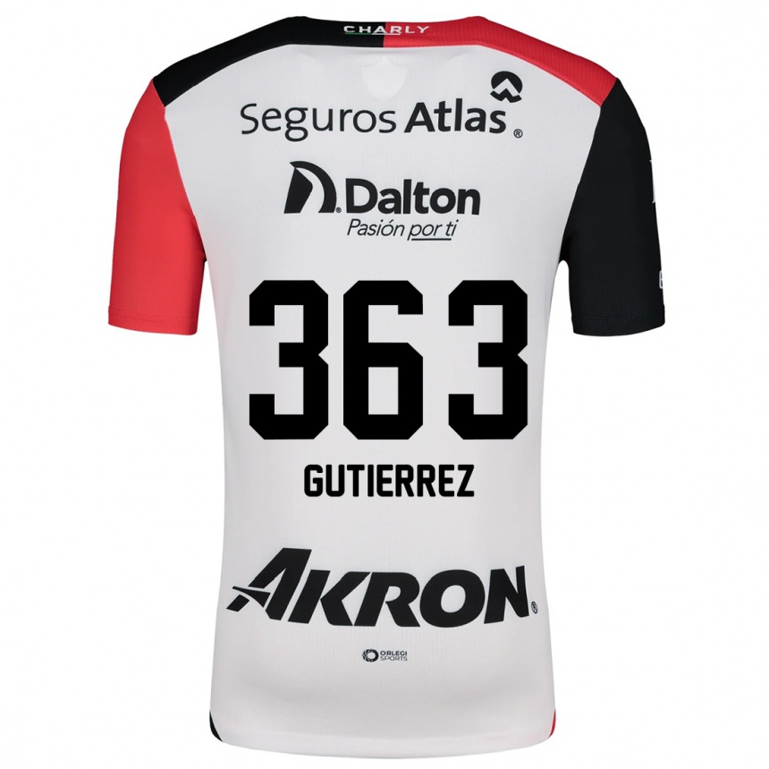 Niño Fútbol Camiseta Orlando Gutiérrez #363 Blanco Rojo Negro 2ª Equipación 2024/25