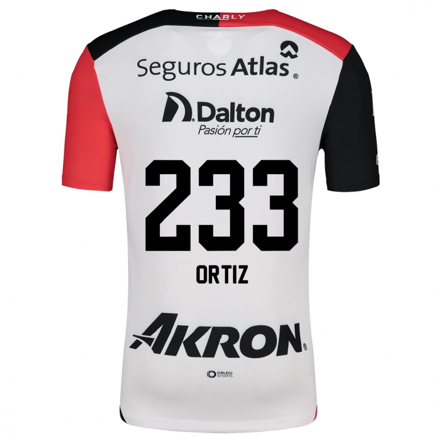 Niño Fútbol Camiseta Brandon Ortiz #233 Blanco Rojo Negro 2ª Equipación 2024/25