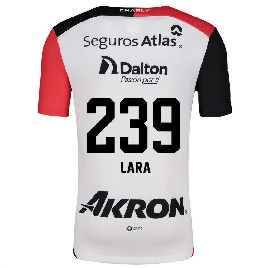 Niño Fútbol Camiseta Guadalupe Lara #239 Blanco Rojo Negro 2ª Equipación 2024/25