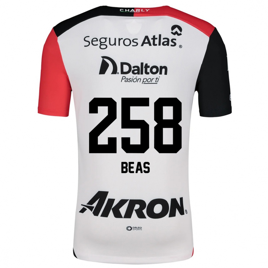 Niño Fútbol Camiseta Álvaro Beas #258 Blanco Rojo Negro 2ª Equipación 2024/25