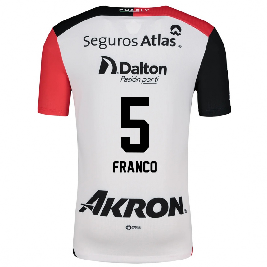 Niño Fútbol Camiseta Alejandra Franco #5 Blanco Rojo Negro 2ª Equipación 2024/25