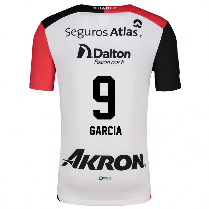 Niño Fútbol Camiseta Marcia García #9 Blanco Rojo Negro 2ª Equipación 2024/25