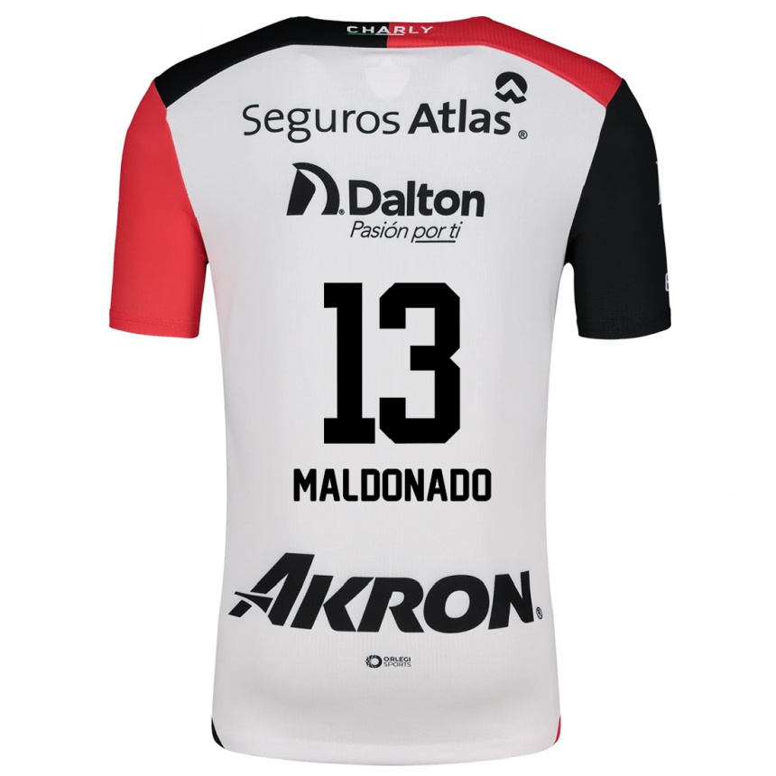 Niño Fútbol Camiseta Maritza Maldonado #13 Blanco Rojo Negro 2ª Equipación 2024/25