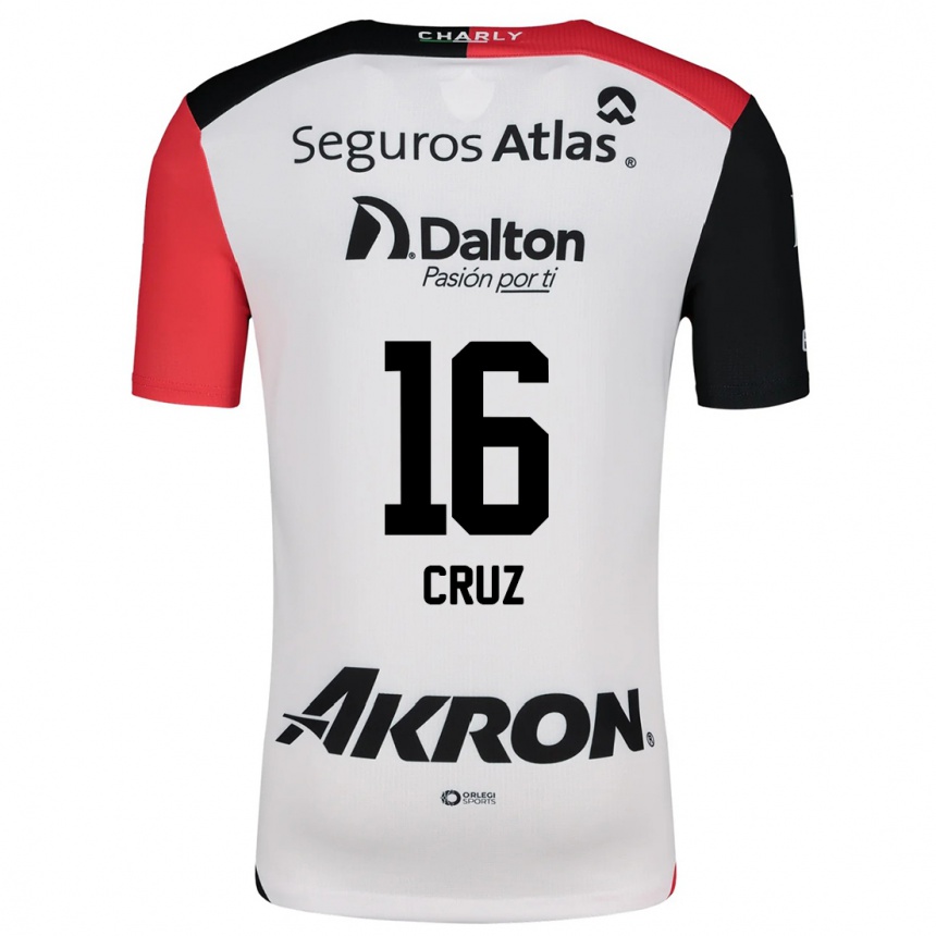 Niño Fútbol Camiseta Daniela Cruz #16 Blanco Rojo Negro 2ª Equipación 2024/25