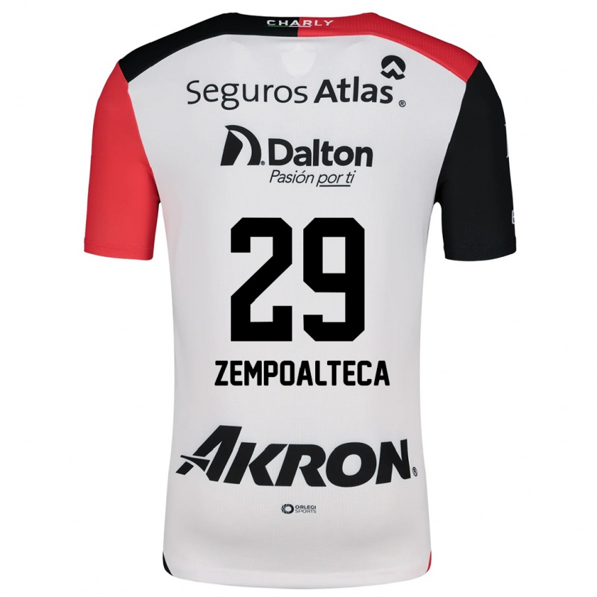 Niño Fútbol Camiseta Karla Zempoalteca #29 Blanco Rojo Negro 2ª Equipación 2024/25