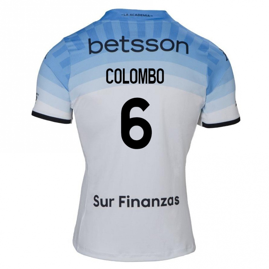 Niño Fútbol Camiseta Nazareno Colombo #6 Blanco Azul Negro 2ª Equipación 2024/25