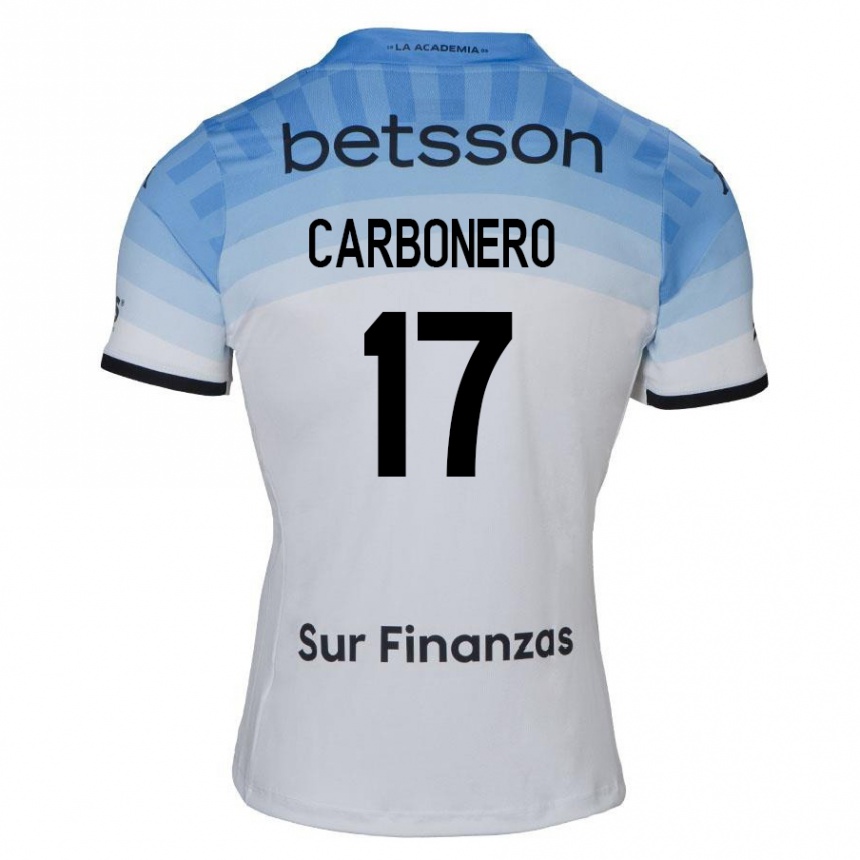 Niño Fútbol Camiseta Johan Carbonero #17 Blanco Azul Negro 2ª Equipación 2024/25