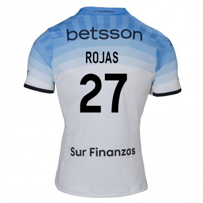 Niño Fútbol Camiseta Gabriel Rojas #27 Blanco Azul Negro 2ª Equipación 2024/25