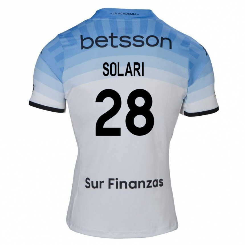 Niño Fútbol Camiseta Santiago Solari #28 Blanco Azul Negro 2ª Equipación 2024/25