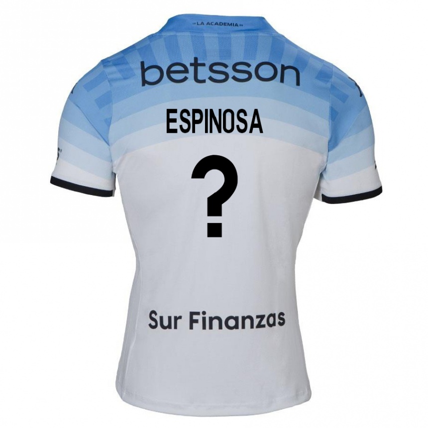 Niño Fútbol Camiseta Bautista Espinosa #0 Blanco Azul Negro 2ª Equipación 2024/25